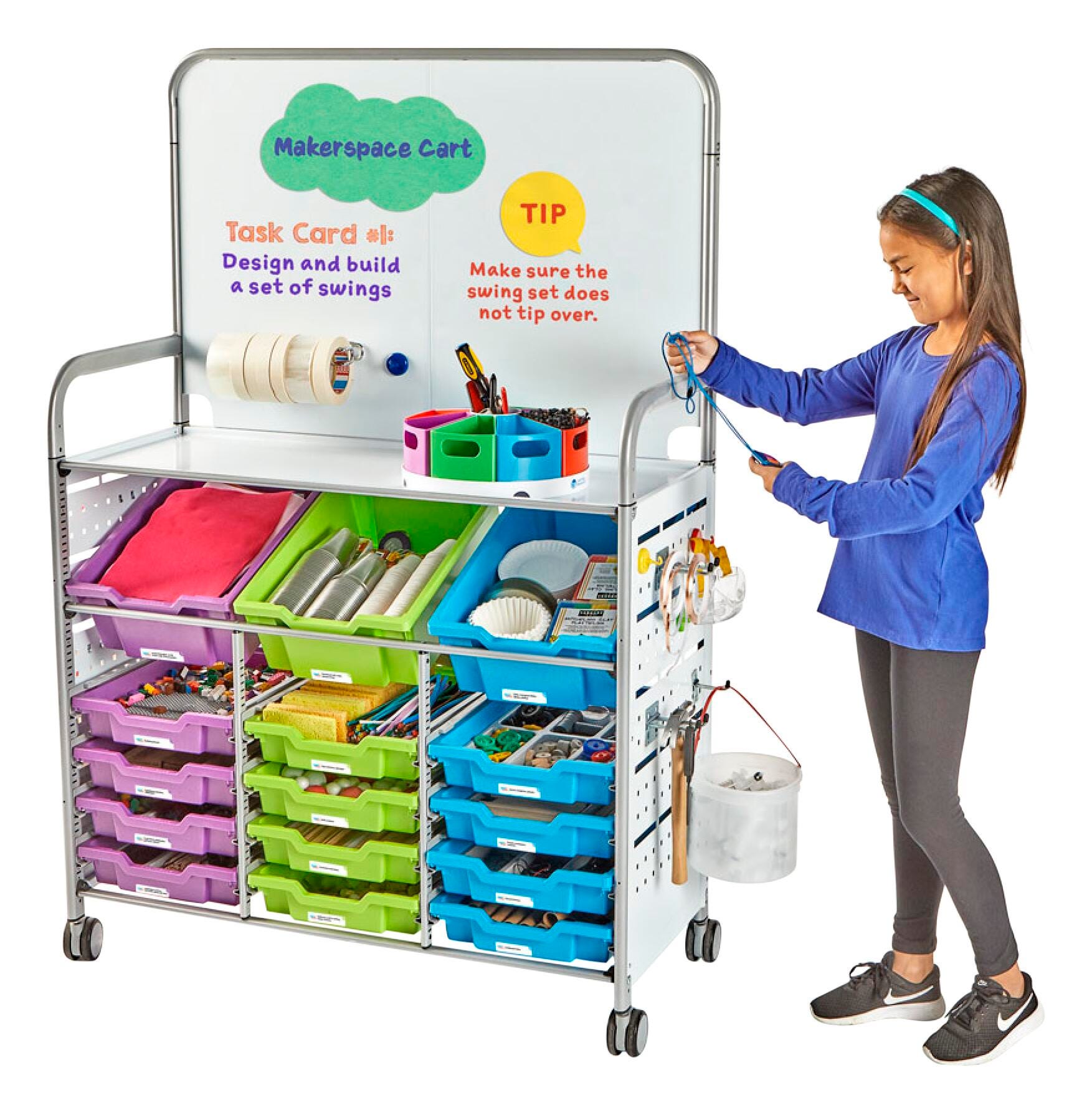 STEM Lab Makerspace Cart, Grade K to 5, 61 x 40 x 17 Inches, Item Number 2099360